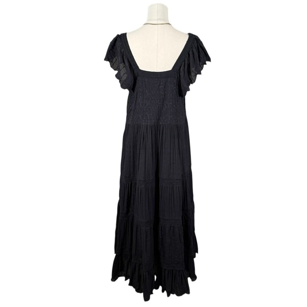 Sundance Greer Black Swiss Dot Embroidered Maxi Cotton Medium Bohemian - Picture 3 of 10